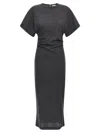Brunello Cucinelli Wool Dress With Ruched Detail And Stretch Fabric In Gray