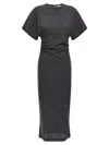 Brunello Cucinelli Wool Dress With Ruched Detail And Stretch Fabric In Gray