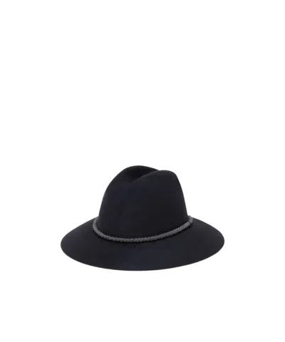 Brunello Cucinelli Wool Monili-braid Fedora In Black