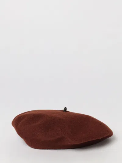 Brunello Cucinelli Wool Felt Beret With Monili Embellishment In Brown