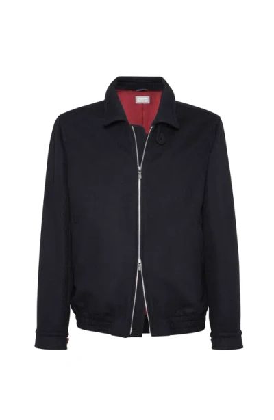 BRUNELLO CUCINELLI BRUNELLO CUCINELLI WOOL FLANNEL BOMBER JACKET