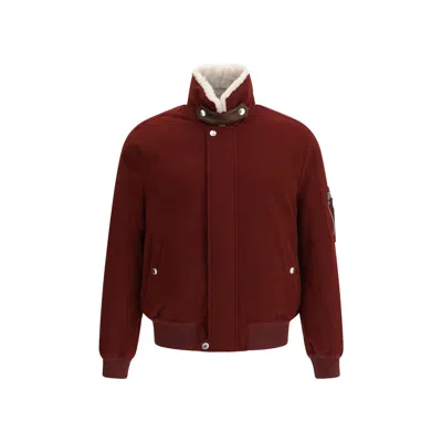 Brunello Cucinelli Men Wool Flannel Down Jacket In Burgundy