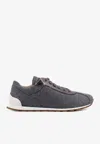 Brunello Cucinelli Women Low-top Wool Flannel Sneakers With Leather Profiles In Gray