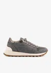 Brunello Cucinelli Women Low-top Wool Flannel Sneakers With Leather Profiles In Gray