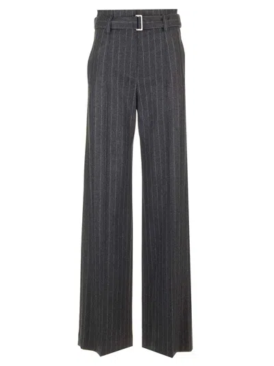 Brunello Cucinelli Wool Flannel Trousers In Grey