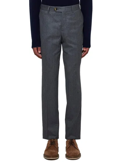 Brunello Cucinelli Wool Flannel Trousers In Grey