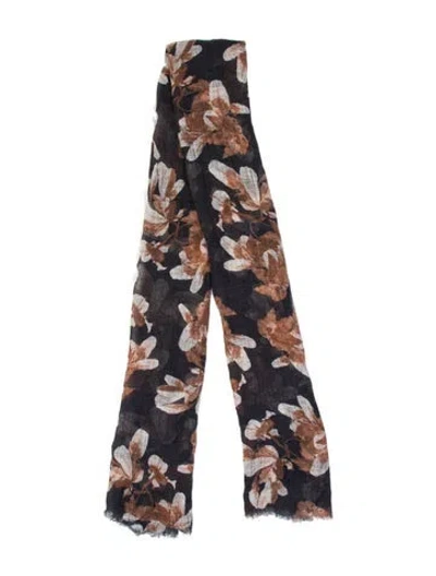 Pre-owned Brunello Cucinelli Wool Floral Print Shawl In Neutral