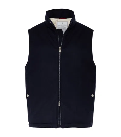 Brunello Cucinelli High-neck Down Gilet In Blue
