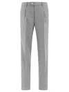 Brunello Cucinelli Wool Grey Classic Trousers In Gray