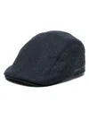Brunello Cucinelli Virgin Wool Flannel Flat Cap With Embroidery In Blue