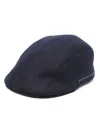 Brunello Cucinelli Virgin Wool Flannel Flat Cap With Embroidery In Blue