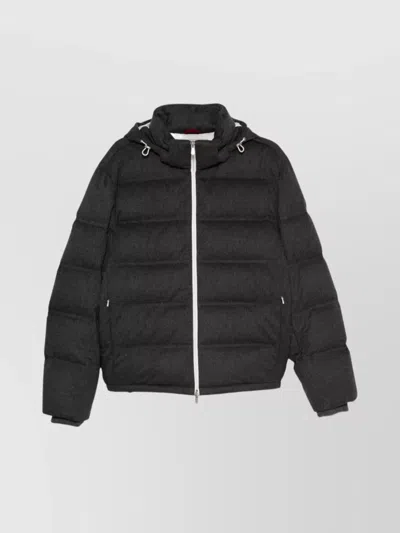BRUNELLO CUCINELLI WOOL HOODED NECKLINE DOWN JACKET