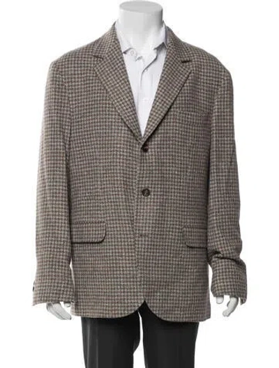 Pre-owned Brunello Cucinelli Wool Houndstooth Print Blazer In Brown