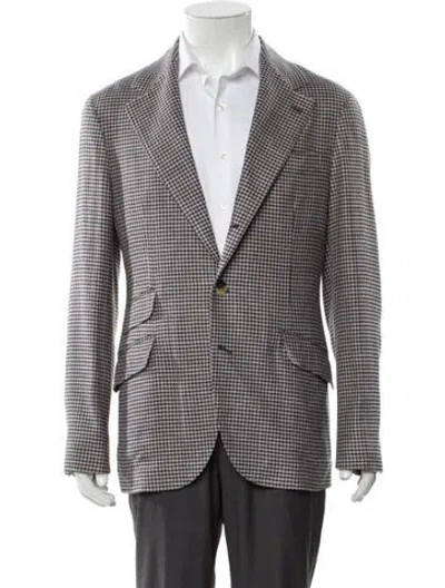 Pre-owned Brunello Cucinelli Wool Houndstooth Print Sport Coat In Blue
