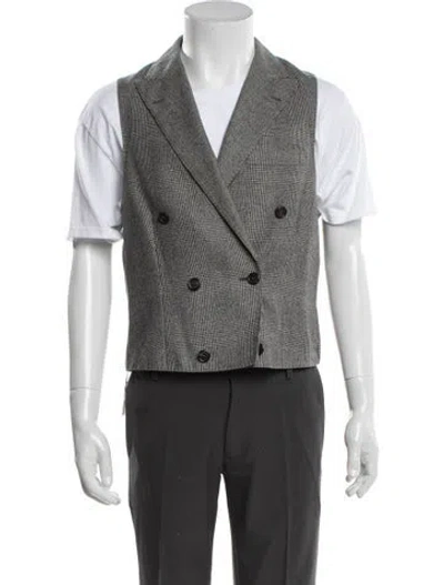 Pre-owned Brunello Cucinelli Wool Houndstooth Print Vest In Black