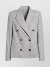 Brunello Cucinelli Wool Jacket Double Breasted Structure Shoulders In Gray