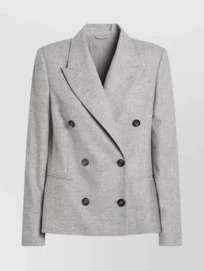 BRUNELLO CUCINELLI WOOL JACKET DOUBLE BREASTED STRUCTURE SHOULDERS