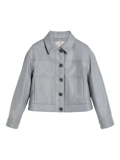 Brunello Cucinelli Kids' Wool Jacket In Gray