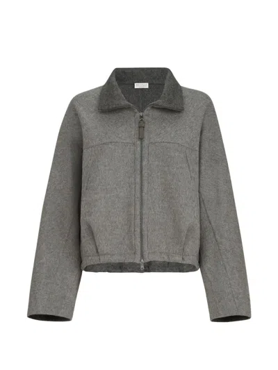 Brunello Cucinelli Wool Jacket In Grey