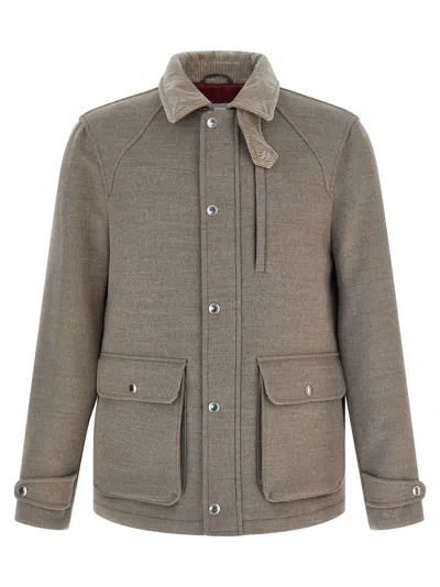 Brunello Cucinelli Wool Jacket Puffer Jackets Beige