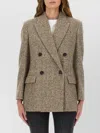 Brunello Cucinelli Wool Jacket With Notched Lapels And Back Vent In Brown
