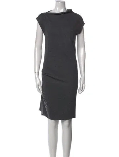 Pre-owned Brunello Cucinelli Wool Knee-length Dress In Gray