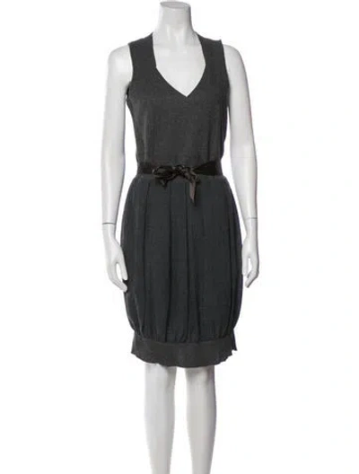 Pre-owned Brunello Cucinelli Wool Knee-length Dress In Gray