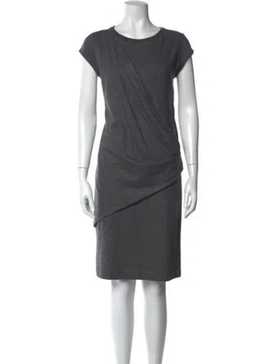 Pre-owned Brunello Cucinelli Wool Knee-length Dress In Grey