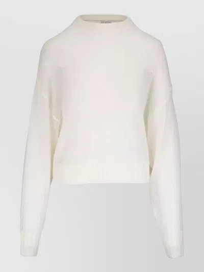Brunello Cucinelli Wool Knit Crewneck Sweater Long Sleeves In White