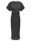 Brunello Cucinelli Wool Dress With Ruched Detail And Stretch Fabric In Gray