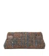 Brunello Cucinelli Wool-leather Prince Of Wales Check Essence Clutch Bag In Gray