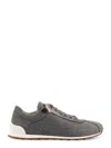 Brunello Cucinelli Women Low-top Wool Flannel Sneakers With Leather Profiles In Black