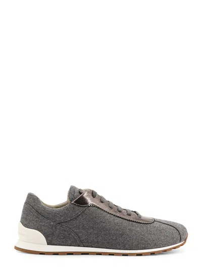 BRUNELLO CUCINELLI WOOL LEATHER SNEAKERS