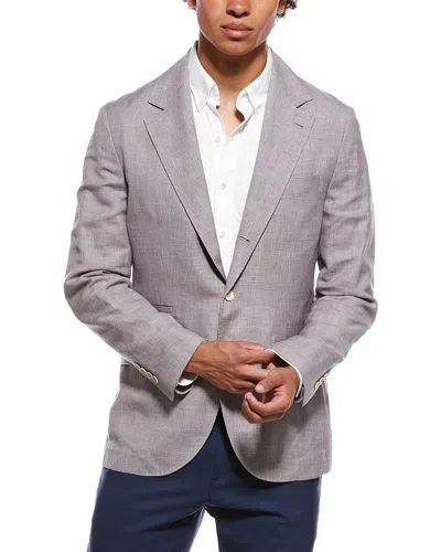 Brunello Cucinelli Wool, Linen, & Silk-blend Blazer In Neutral