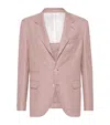 Brunello Cucinelli Single-breasted Houndstooth Jacket With Notch Lapel In White