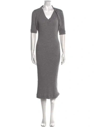 Pre-owned Brunello Cucinelli Wool Long Dress In Gray