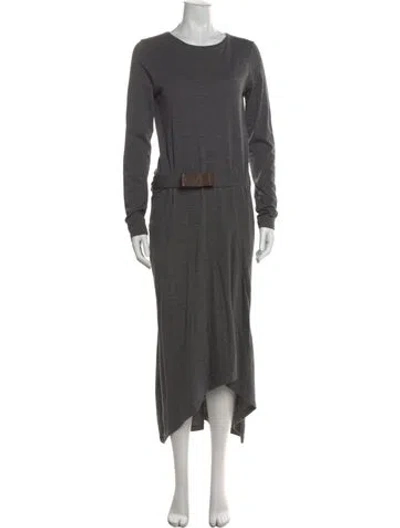 Pre-owned Brunello Cucinelli Wool Long Dress In Gray