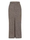 Brunello Cucinelli Slit-front Pencil Maxi Skirt In Brown