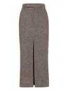 Brunello Cucinelli Slit-front Pencil Maxi Skirt In Brown