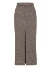 Brunello Cucinelli Slit-front Pencil Maxi Skirt In Brown