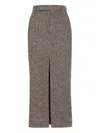 Brunello Cucinelli Slit-front Pencil Maxi Skirt In Gray