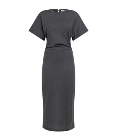 Brunello Cucinelli Wool Midi Dress In Black