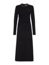 Brunello Cucinelli Elegant Wool Midi Dress With Monili Detail In Gris