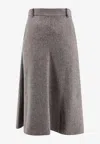 Brunello Cucinelli Grey Virgin Wool Flute Skirt In Gray
