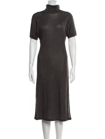 Pre-owned Brunello Cucinelli Wool Midi Length Dress W/ Tags In Grey
