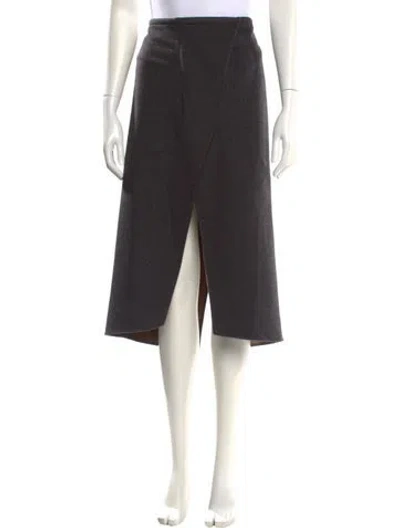 Pre-owned Brunello Cucinelli Wool Midi Length Skirt In Gray