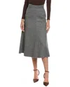 Brunello Cucinelli Wool Midi Skirt In Gray