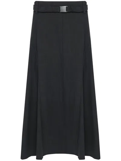Brunello Cucinelli Wool Midi Skirt In Black