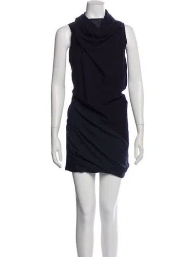 Pre-owned Brunello Cucinelli Wool Mini Dress In Blue