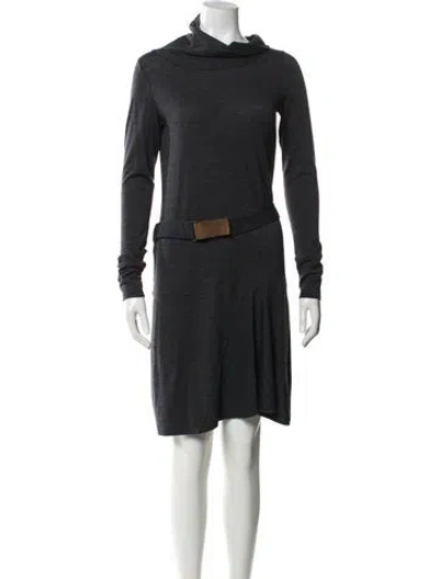 Pre-owned Brunello Cucinelli Wool Mini Dress In Gray